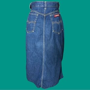 Vintage Denim Blue Jean Skirt -‎ Size 7 - Medium Blue Wash - Midi